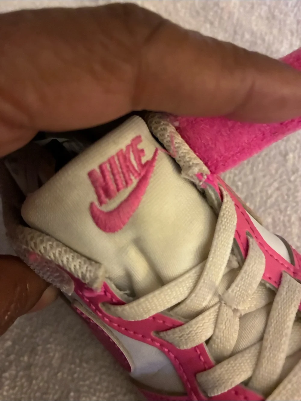 Nike “Court Borough Low”White and Bright Pink Low-Top Sneakers